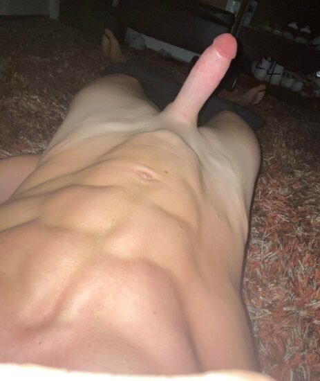 Fit boy with a shaved cock