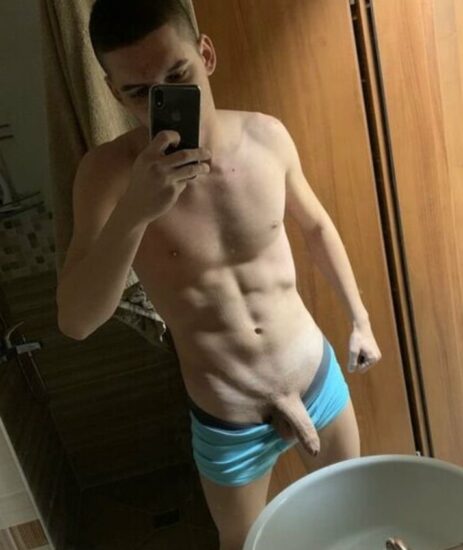 Muscle boy with his dick out